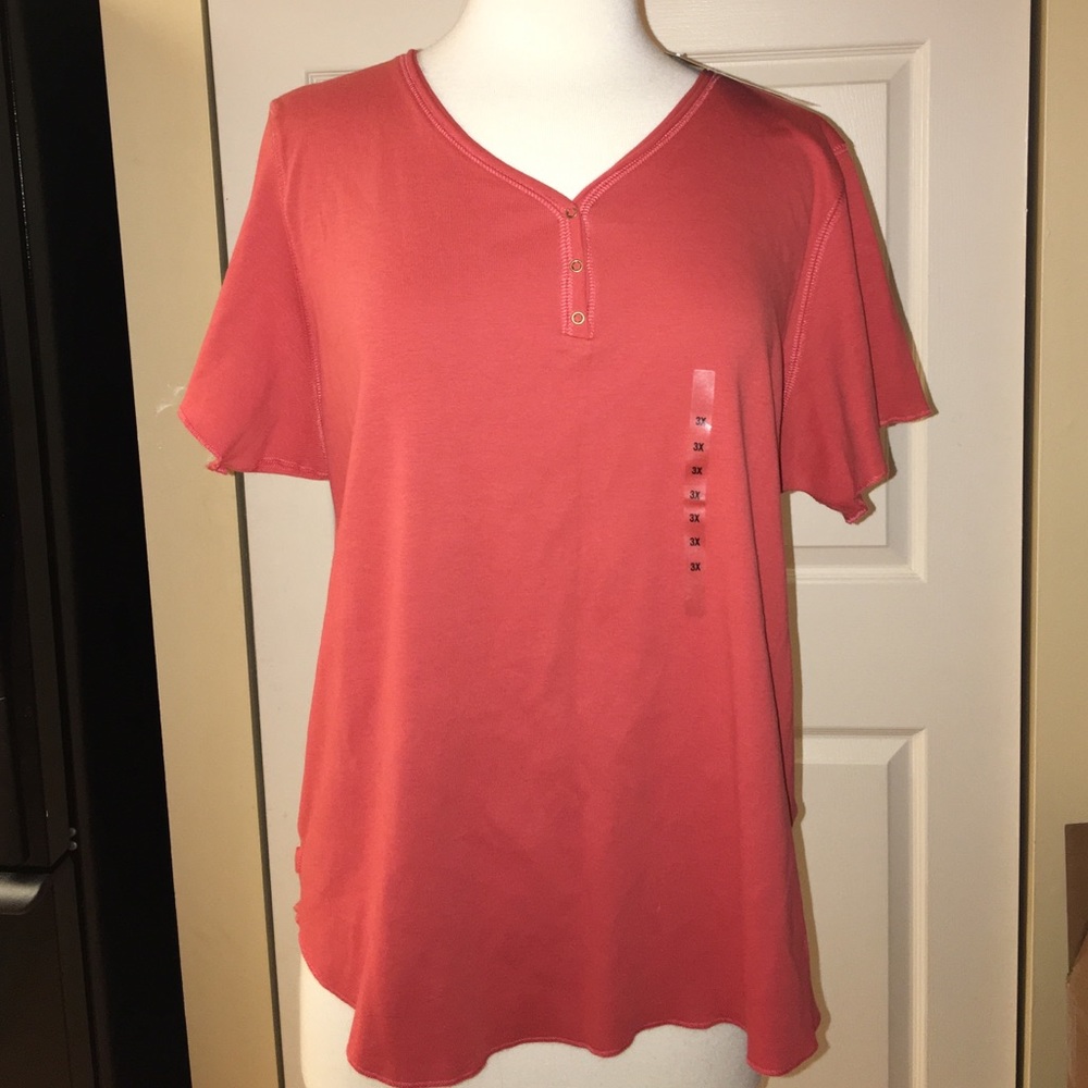 JNY Signature 3X rust coral Short sleeve top